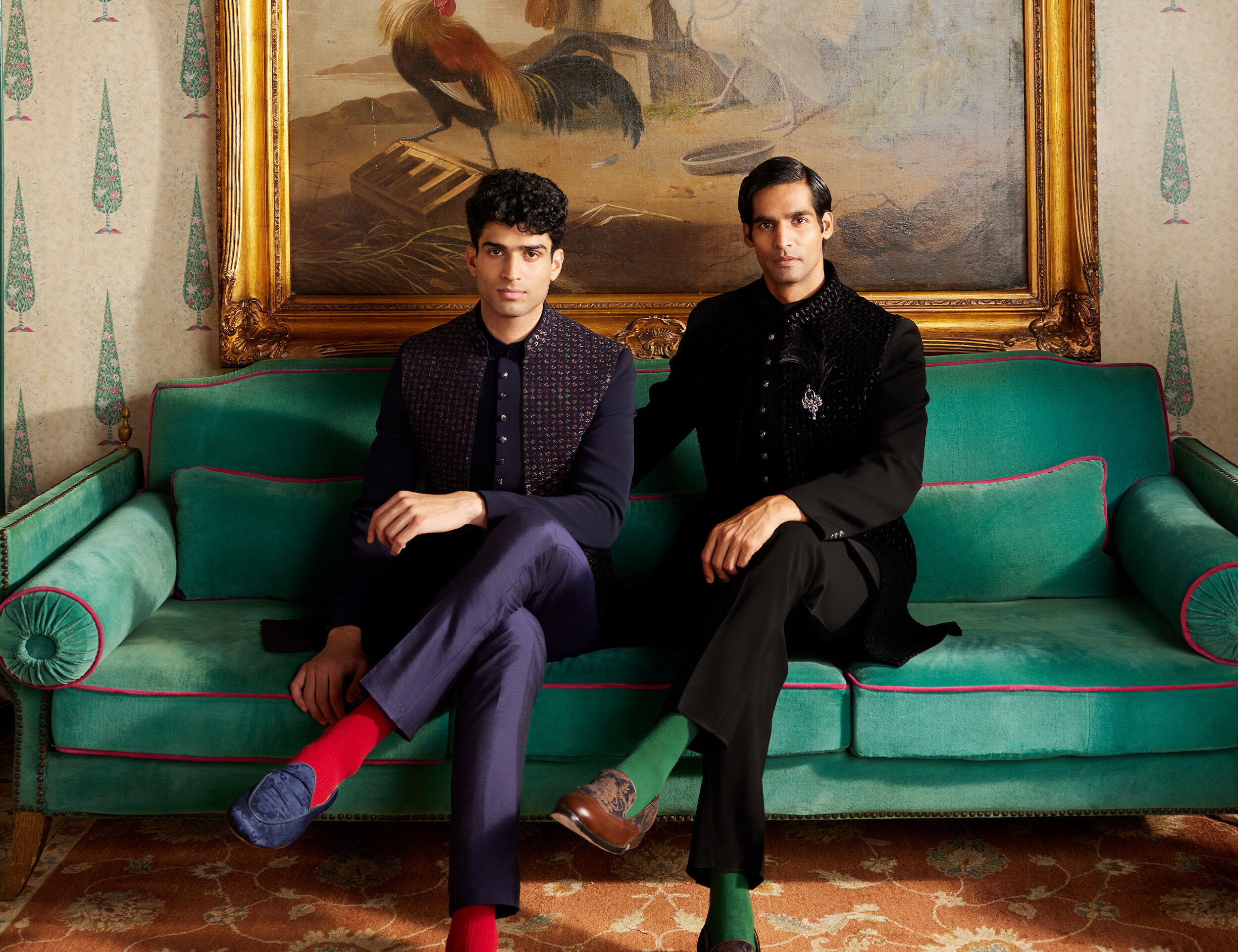 Stylish wedding photoshoot featuring groom’s friend in fusion outfit